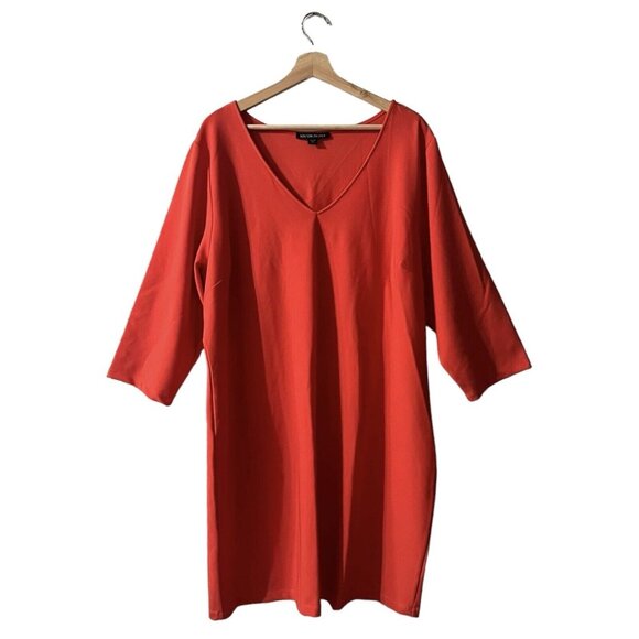 Boston Proper Beyond Travel Shift Dress Plus Size 3X Vermillion Red Orange 59715 - Picture 2 of 9